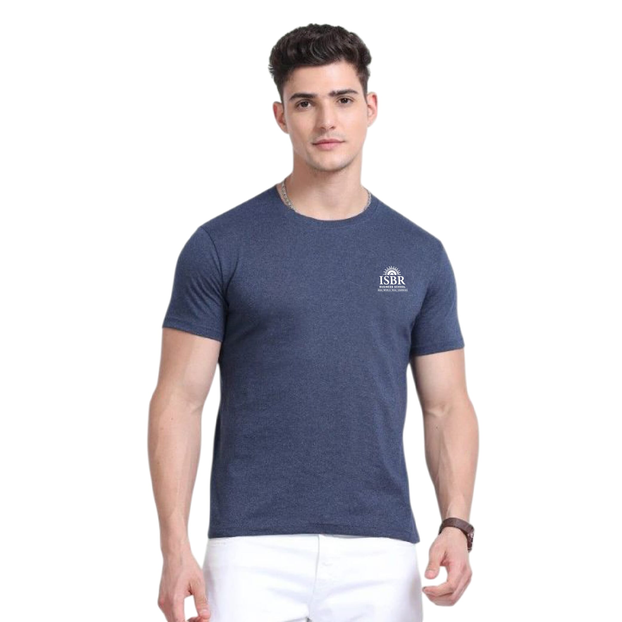Greys&Blues Men's Eco Blend Round Neck T-Shirt- Navy Melange